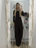 Women's casual two-piece lounge set showing long sleeve top and trousers in loose fit