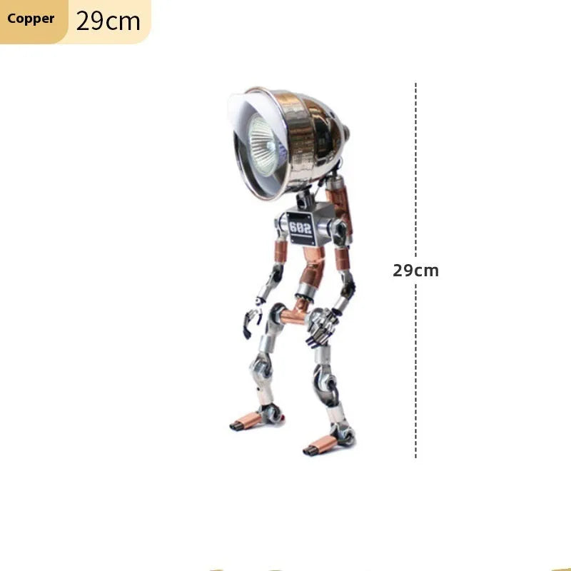 Silver copper robot atmosphere light with customisable graphics in 22cm or 29cm sizes