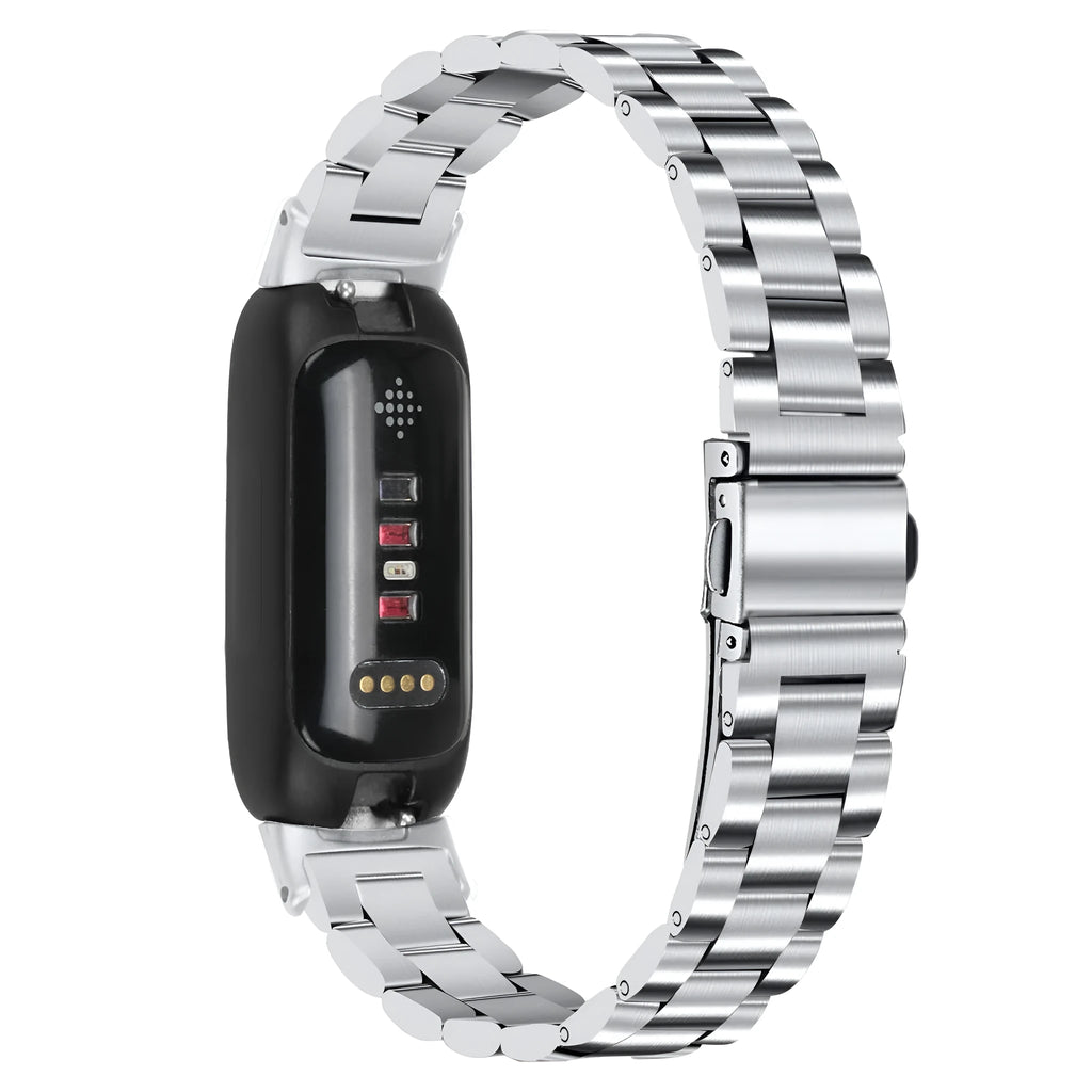 Stainless steel fashion three-bead watch strap for Fitbit Inspire 3 in multiple colour options