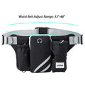 Black outdoor pet training waist bag with integrated dog leash and neck components for walking and training