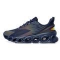 Men's low-top casual sports shoe in black with mesh upper, round toe, and lace-up front.