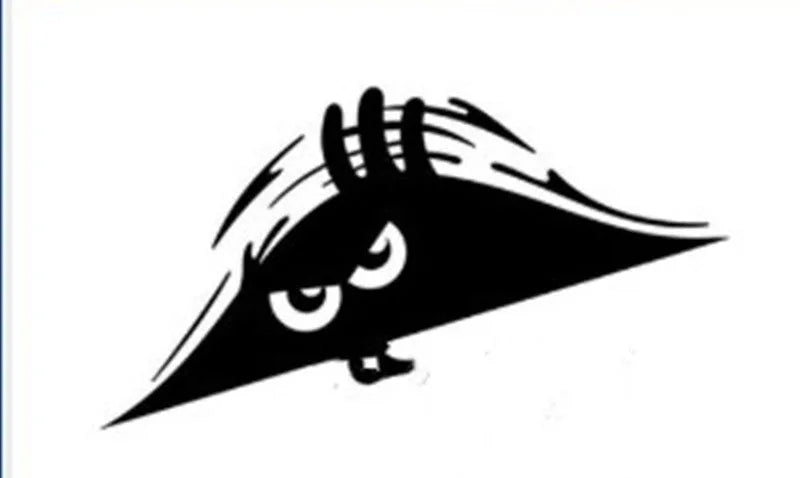 Cartoon peeking peep car sticker in black for scratch and dune cover PET material