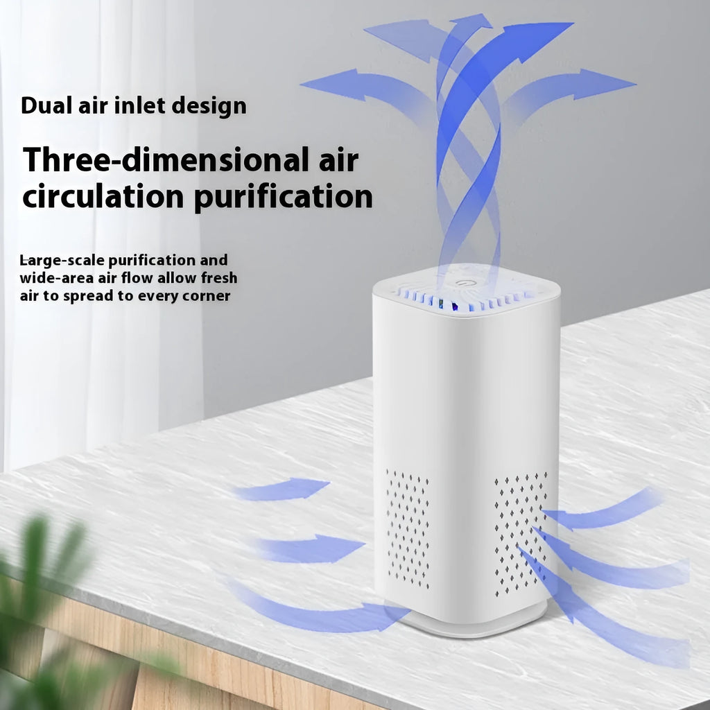 Mini USB air purifier in black or white for spaces under 10 square metres