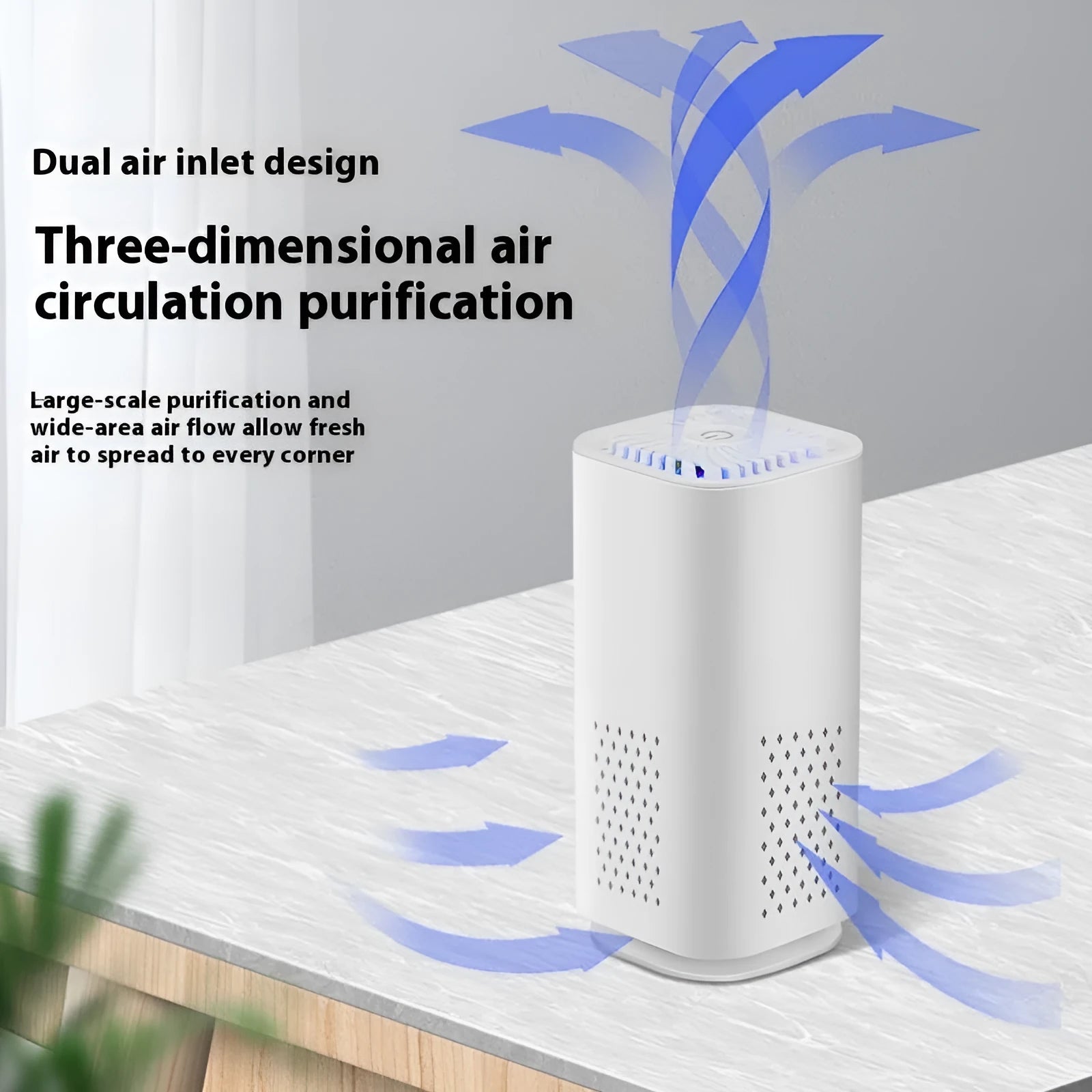 Mini USB air purifier in black or white for spaces under 10 square metres