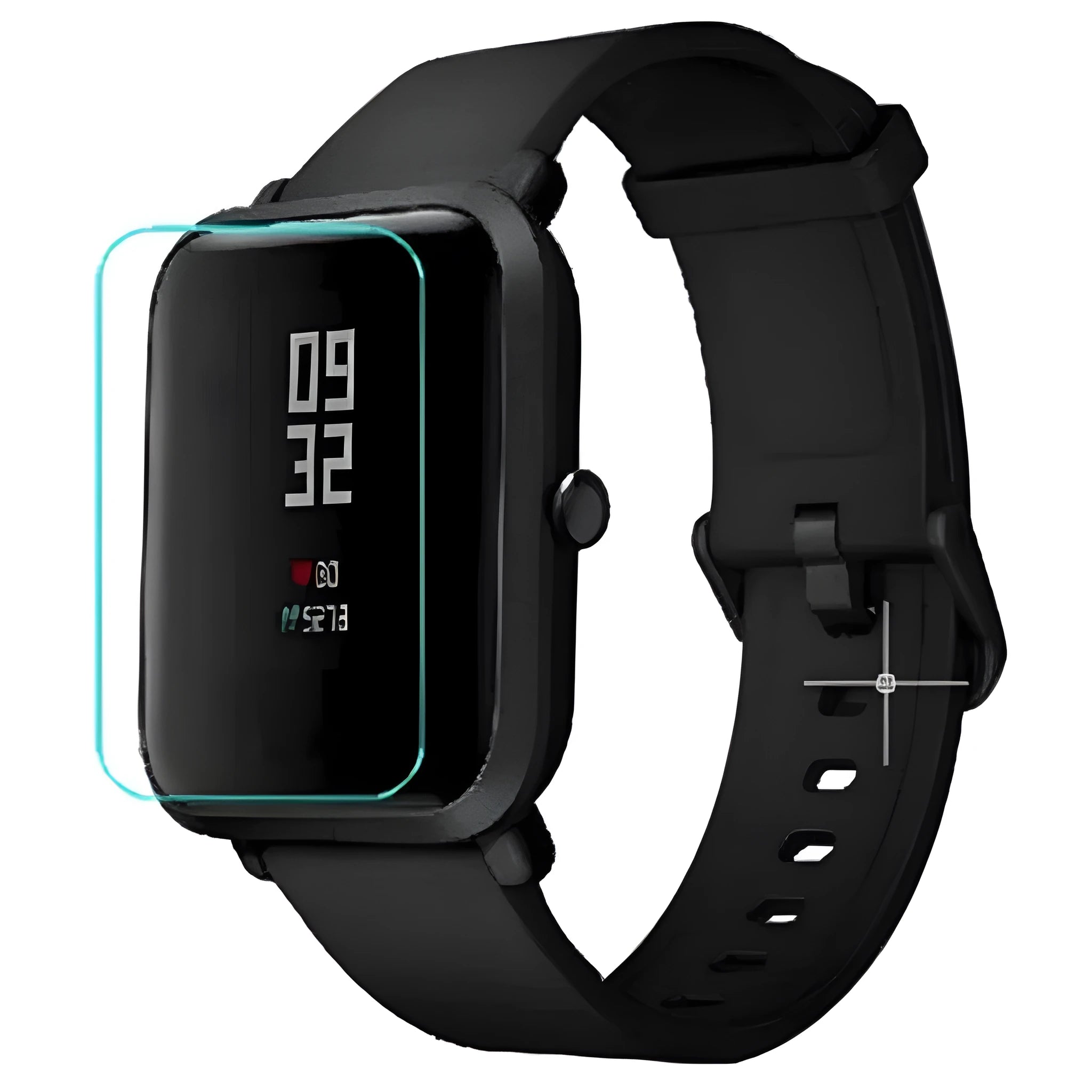 Amazfit Bip S smartwatch with clear HD hydrogel screen protector film applied