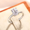 Oval masonry ring for women in copper with inlaid zircon, white gold colour finish, size No 7