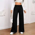 Light blue washed plus size women's wide-leg straight jeans on a mid-waist fit.