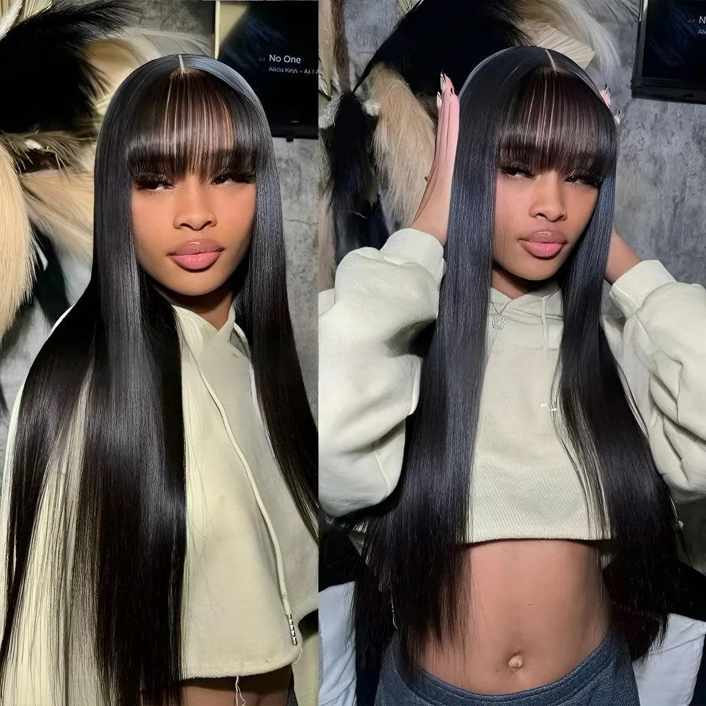Women's natural colour full-mechanism human hair wig showing length options