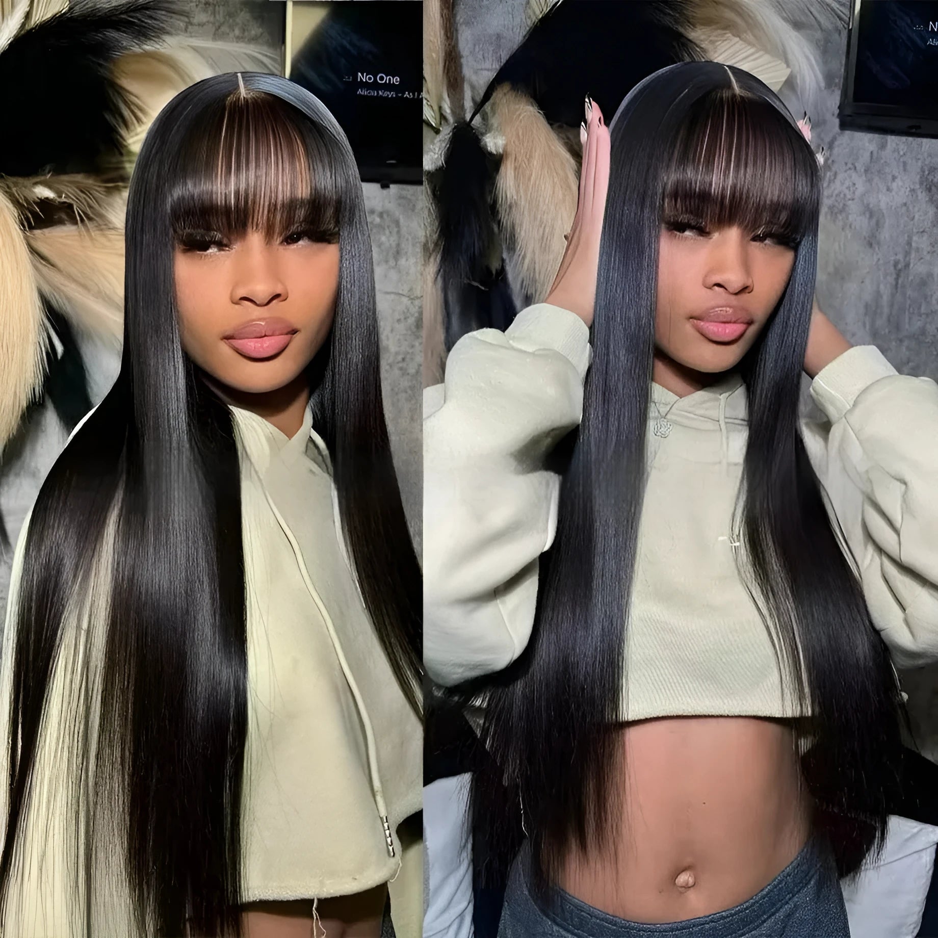 Women's natural colour full-mechanism human hair wig showing length options
