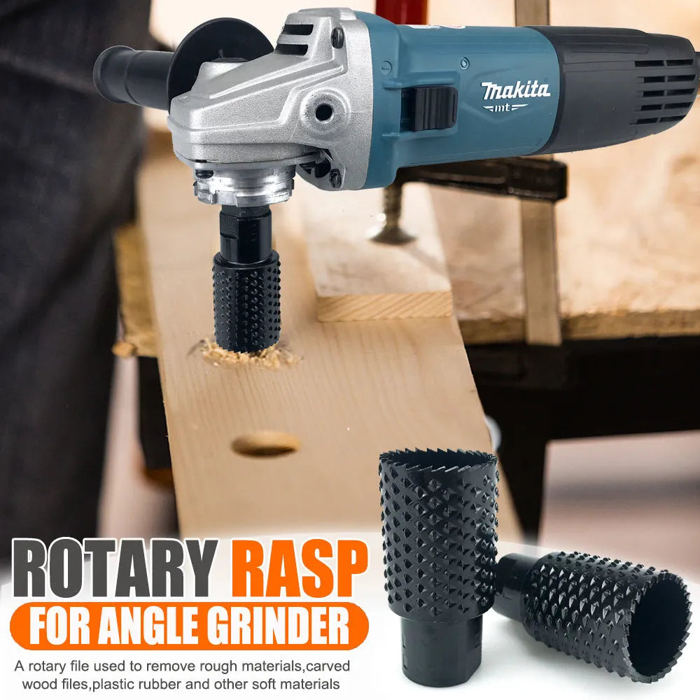 Angle grinder grinding head with spherical shape and M10/M14 threads for woodworking