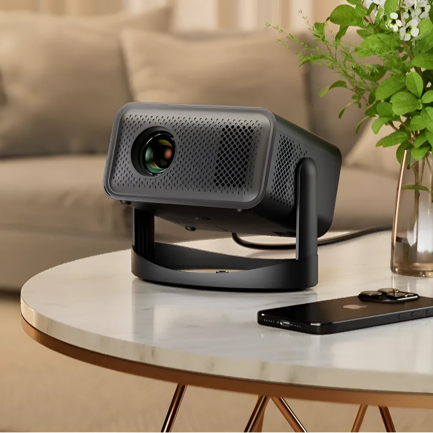 V18 wireless projector in black with 720p resolution and multiple plug options