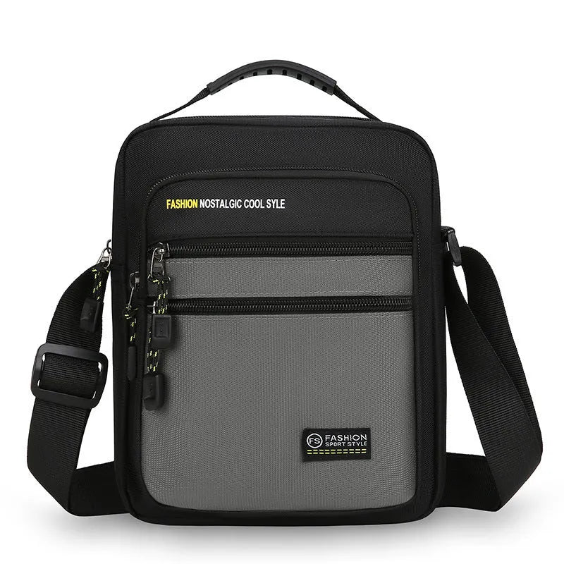 Men's nylon crossbody bag in green colour with waterproof construction and urban simplicity style