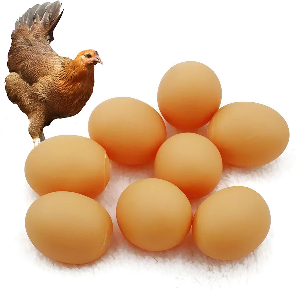 Red rubber egg-shaped dog chew toy with squeaker sound mechanism for dental care and interactive play.