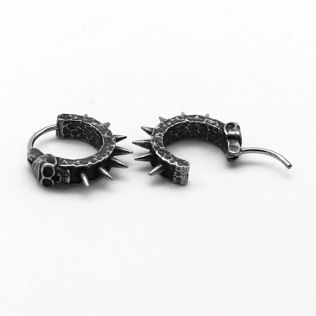 Geometric black alloy motorcycle punk earrings for alternative fashion
