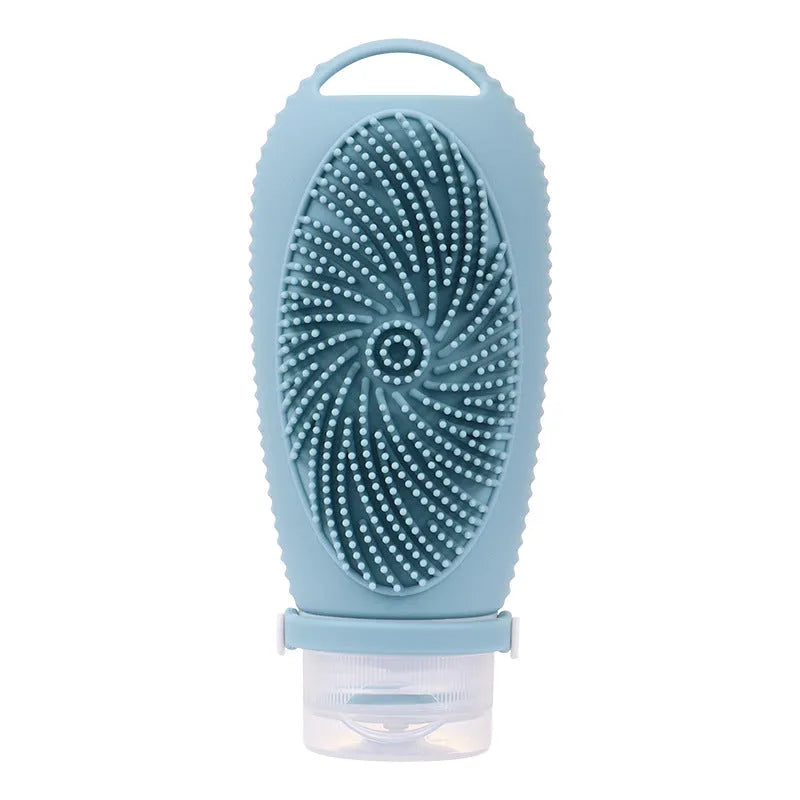 Silicone bath brush storage bottle in 100ml capacity showing colour options