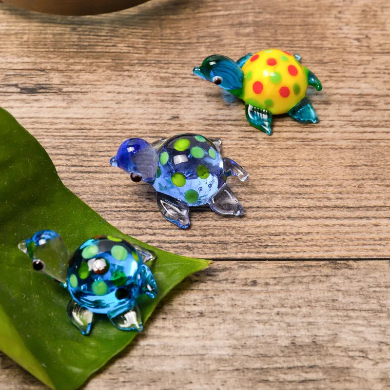 Geometric glass turtle ornament in modern simplicity style with hand-painted details