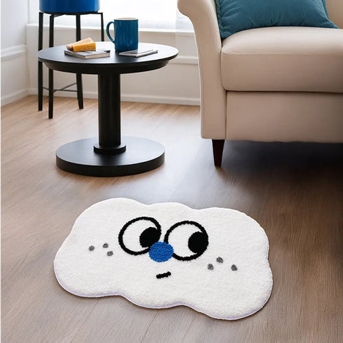 Cartoon anime print bathroom mat in soft polyester fibre, shown in one of five colours and three available sizes.