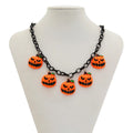 Halloween pumpkin cartoon necklace with acrylic pendant in mixed colours on regular chain