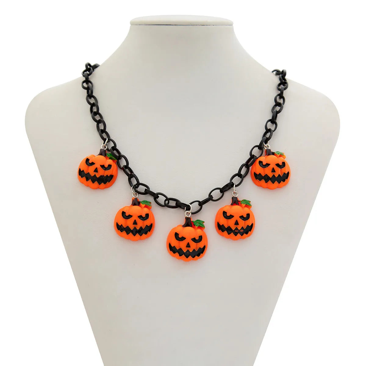 Halloween pumpkin cartoon necklace with acrylic pendant in mixed colours on regular chain