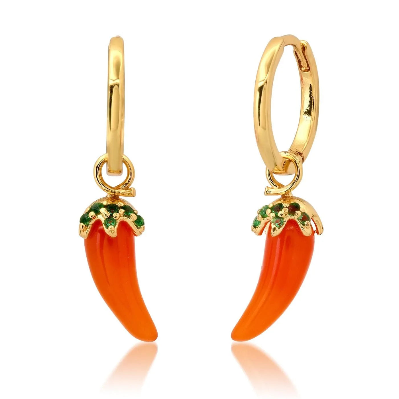 Gold plated carrot, lemon, peach and blueberry design earrings made from copper.