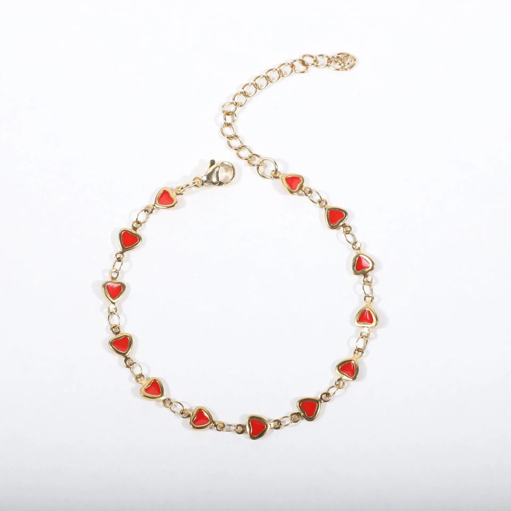 Stainless steel bracelet with heart design and 18K gold plating in various colour options