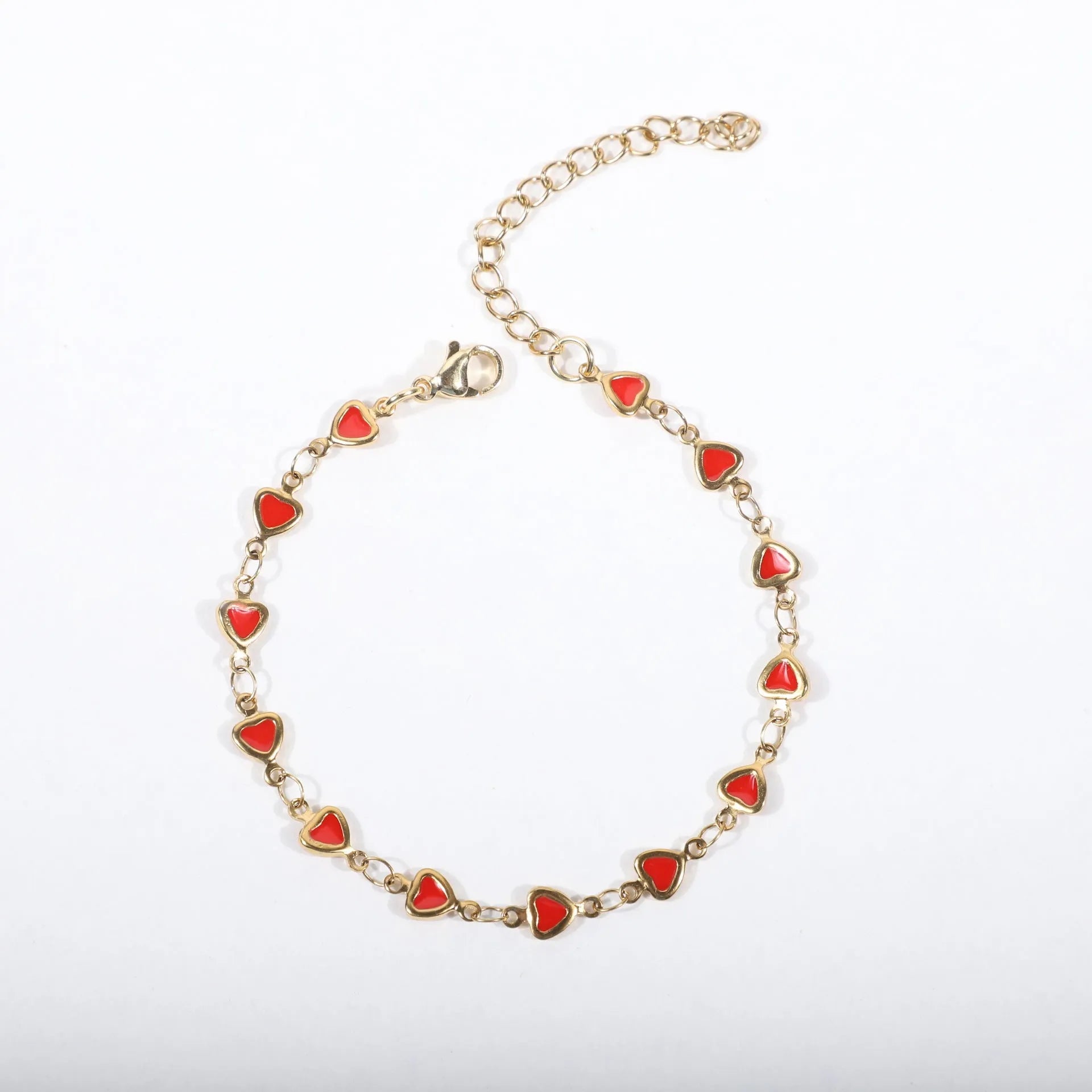 Stainless steel bracelet with heart design and 18K gold plating in various colour options