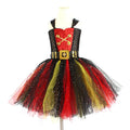 Girls sleeveless pirate costume dress with sequin and lace detailing for Halloween