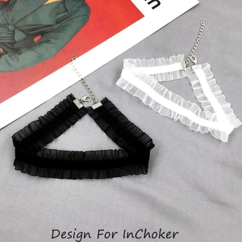 Alloy flower pendant necklace on a snake bones chain in black, light coffee, or white finish.