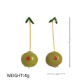 Gold plated carrot, lemon, peach and blueberry design earrings made from copper.