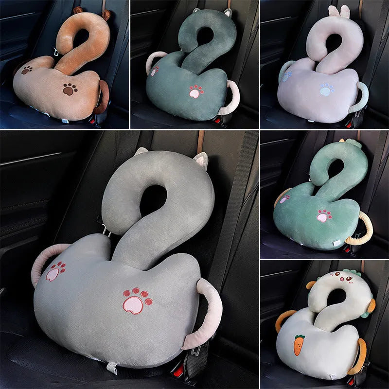 65cm square cartoon animal cushion pillow showing various animal design options including cat, rabbit and dinosaur