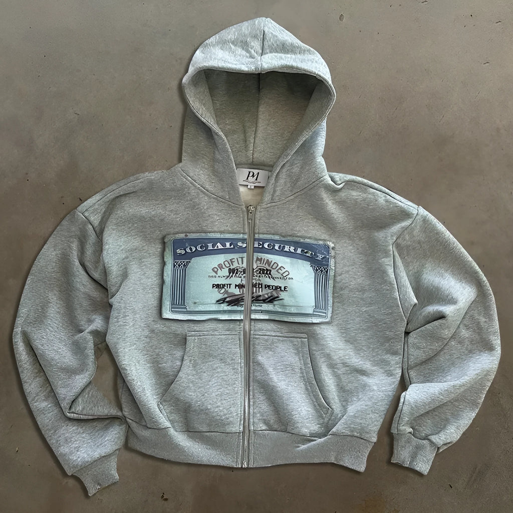 Unisex loose fit hoodie zipper jacket with letter pattern in black, grey, or pink colour