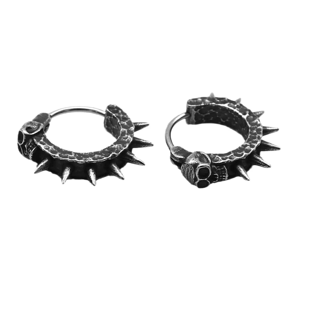 Geometric black alloy motorcycle punk earrings for alternative fashion