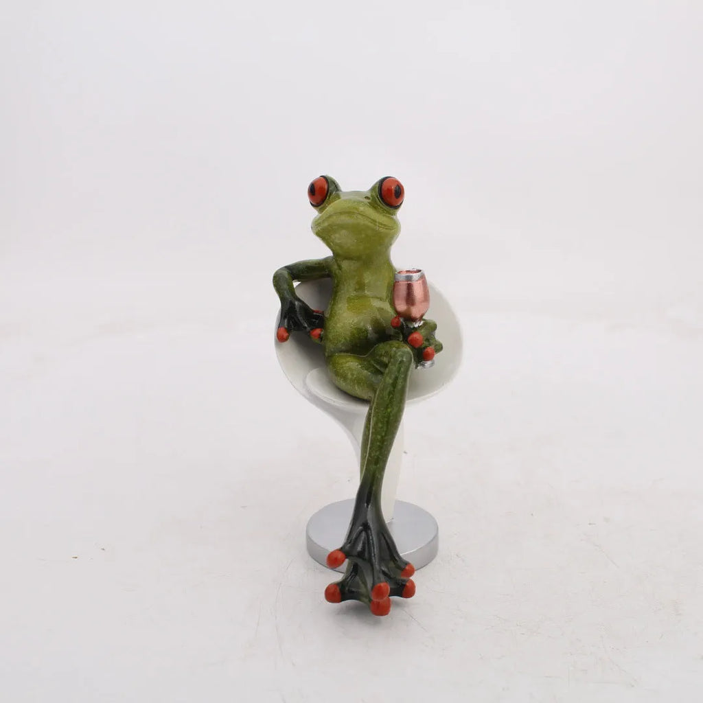 Pastoral style resin frog figurine home decoration ornament