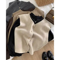 A smoky grey polyester half-sleeve pullover vest laid flat, showing its regular sleeve and commuter style.