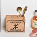 Solid colour wooden kitchen storage box for knives forks chopsticks with internal grid divider