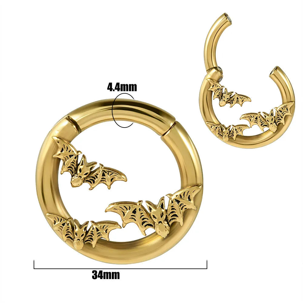 A pair of fashion earrings with a raised totem pattern, made from stainless steel in one of 15 available colour finishes.