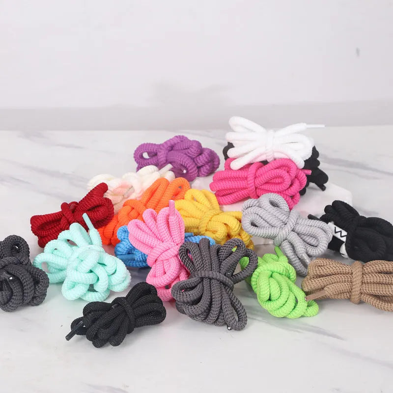Round 1.0cm wide shoelace replacement cord in multiple colour options on a white background.