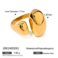 Women's stainless steel geometric open ring with electroplated finish in colour JDR2405081.