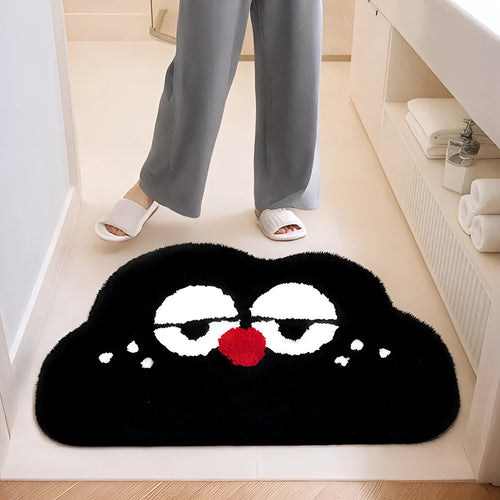 Cartoon anime print bathroom mat in soft polyester fibre, shown in one of five colours and three available sizes.