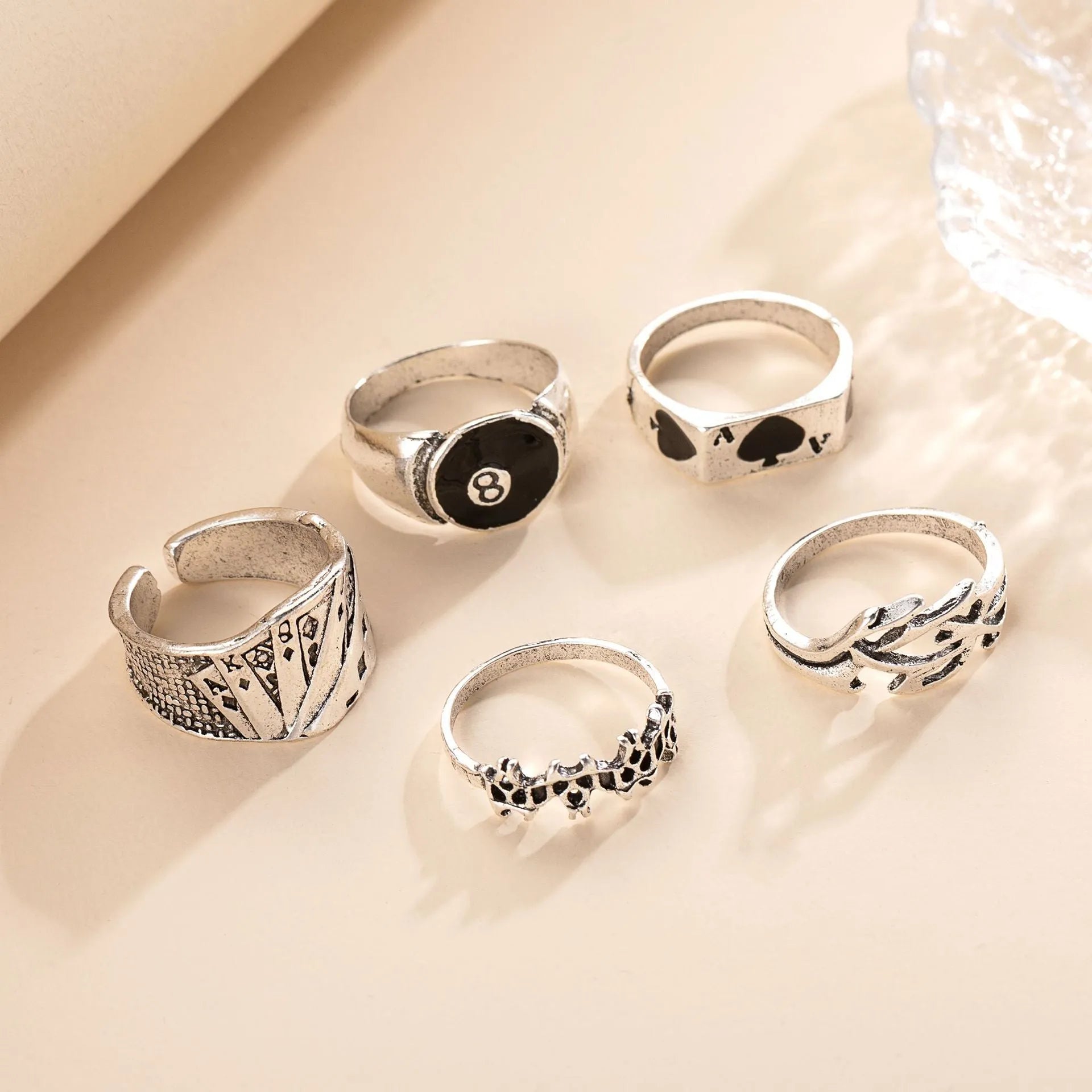 Black alloy poker ring with retro spade card design jewellery