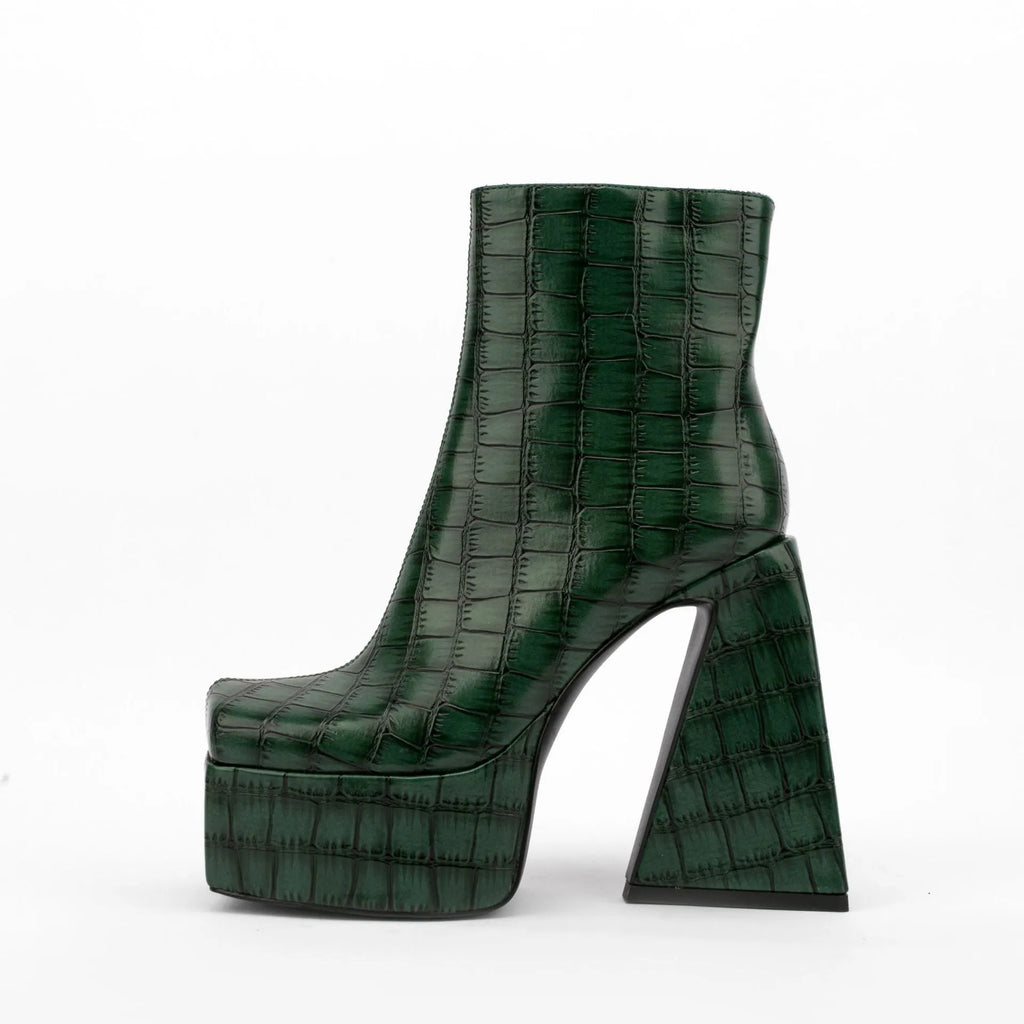 Women's black ankle boots with high 8cm heel, artificial PU upper material