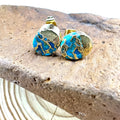 Handcrafted natural stone stud earrings with an irregular shape in colour ER1031.
