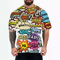 Men's loose fit graphic t-shirt with coloured letters or eagle head design in chemical fibre blend