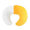 Nursing pillow with removable cover in light blue, featuring a built-in milk spilt preventer.