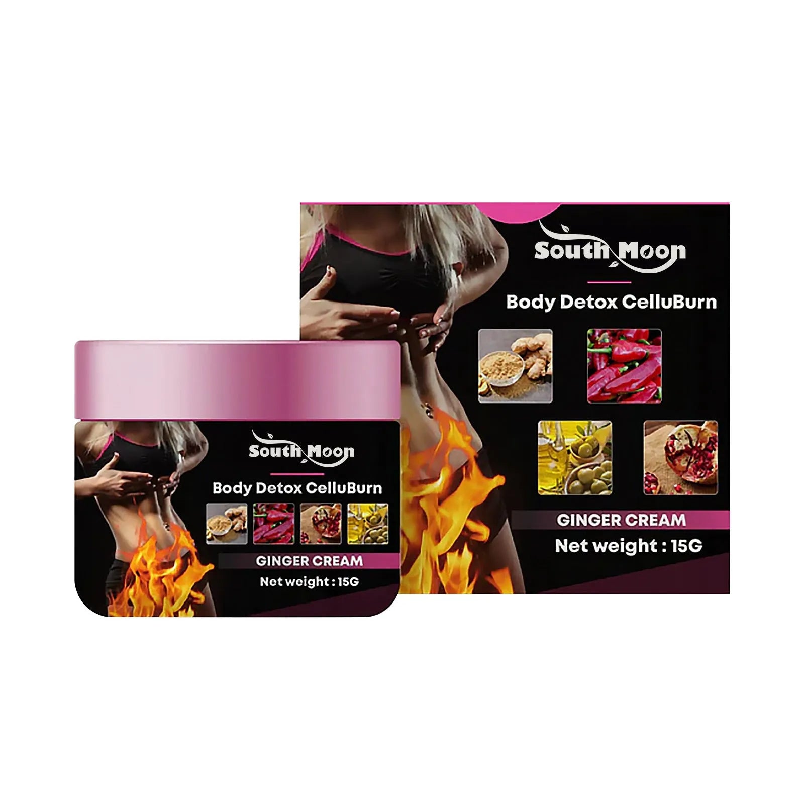 15g container of ginger body thigh slimming and tightening cream with olive oil.