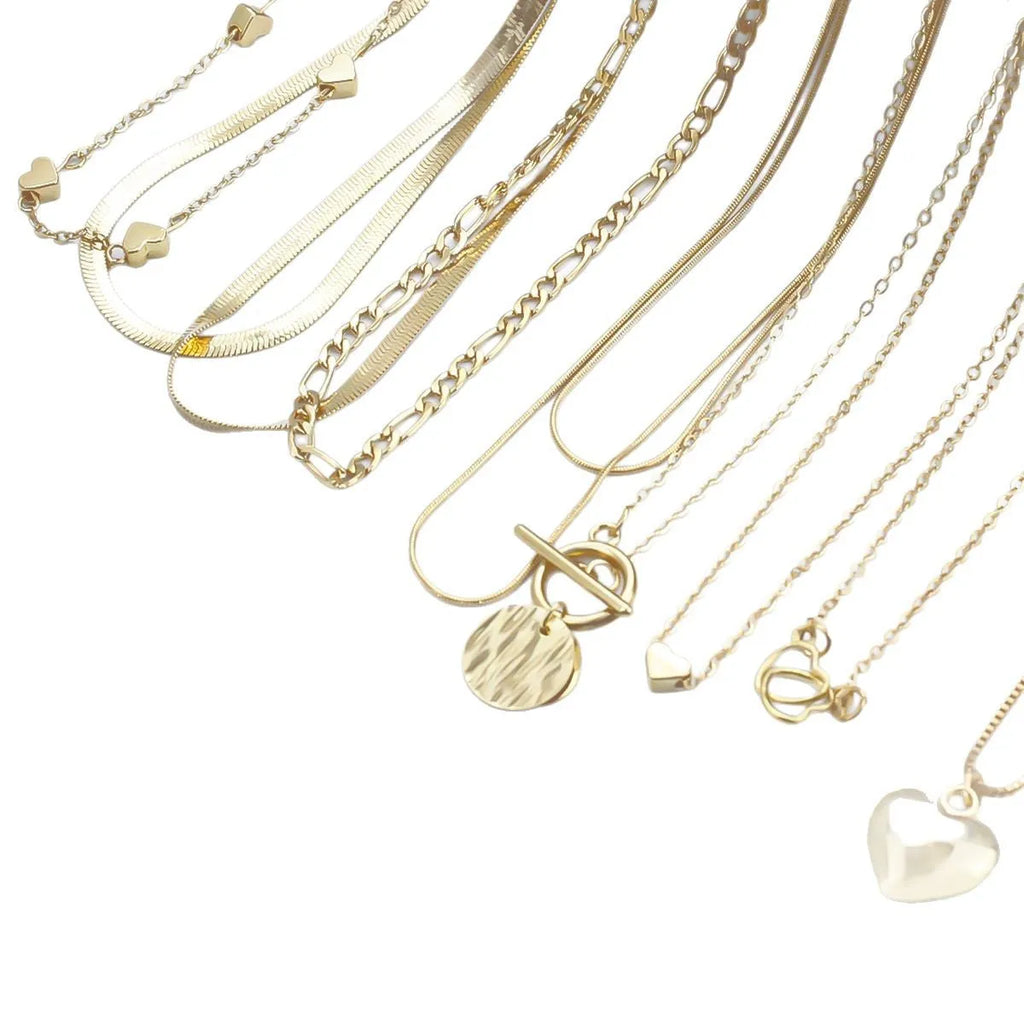 Gold snake bone chain necklace set with adjustable 21-50cm length for women