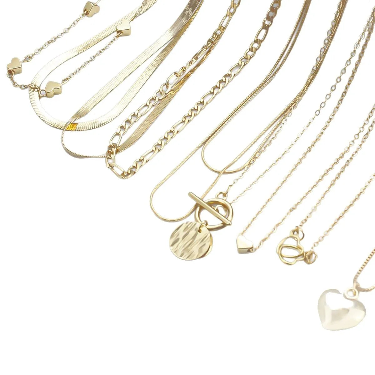 Gold snake bone chain necklace set with adjustable 21-50cm length for women