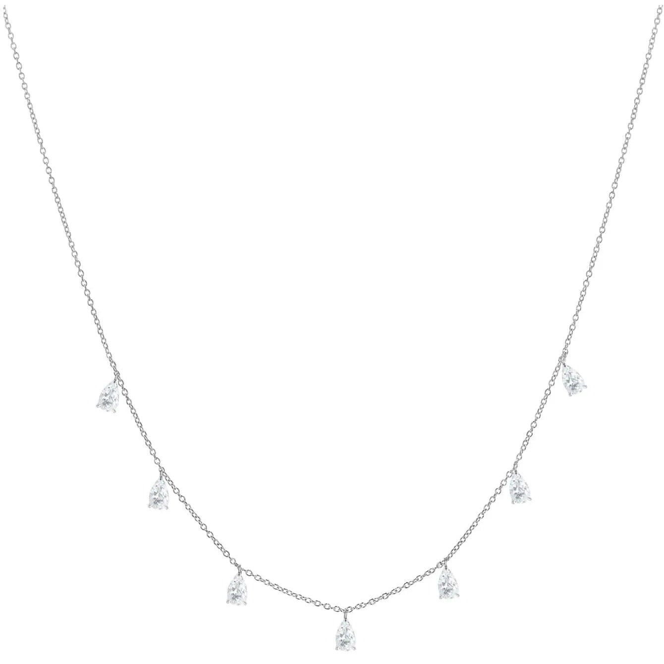 Gentle drop-shaped artificial zircon 925 silver necklace on O-shaped chain in silver, rose gold or golden yellow colour