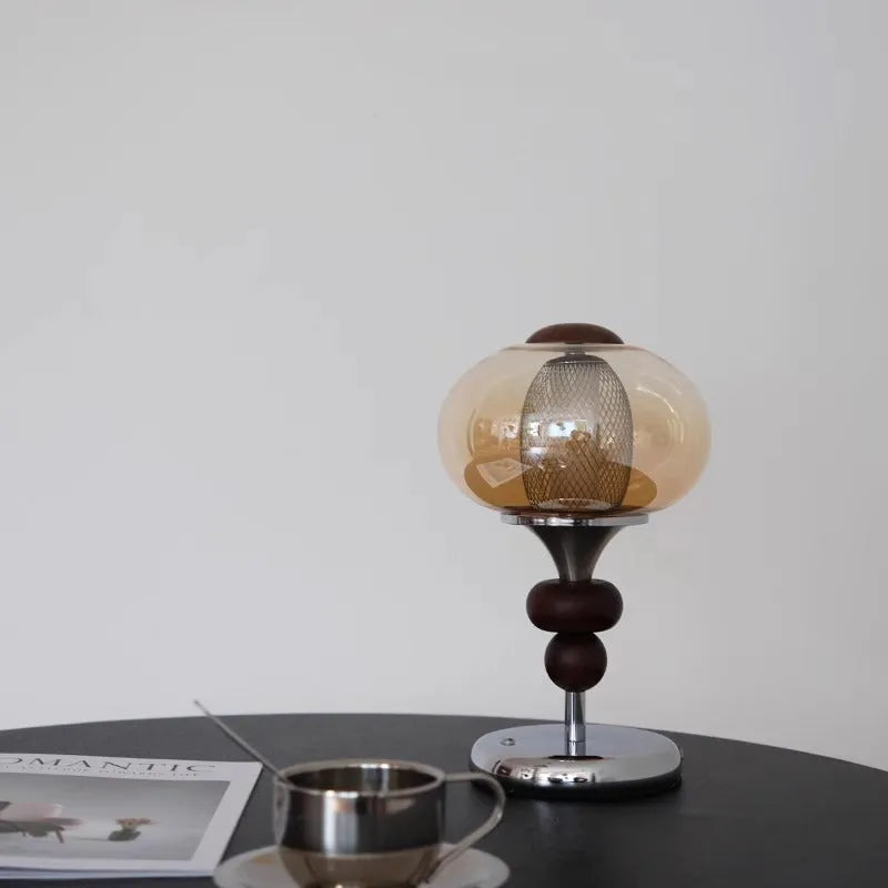 Zhonggu solid wood retro palace table lamp with touch switch and colour changing light