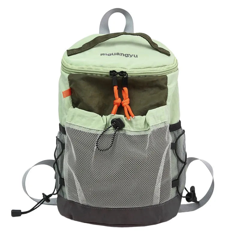 Japanese style waterproof backpack with curved shoulder straps in blue colour